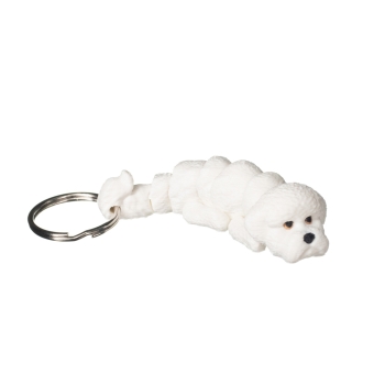 Brelok Bichon 3D biały – elegancki brelok z psem do kluczy